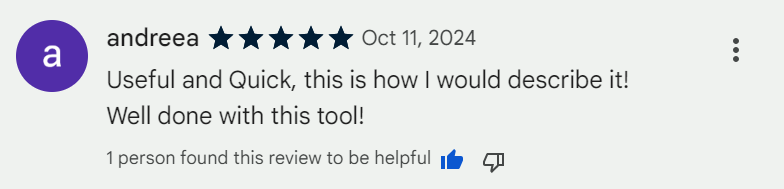 Positive review of Instant SEO Audit on Chrome Web Store